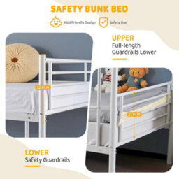 Twins Bunk Bed Frame Single Loft Sleeper Metal Bed - thumbnail 3