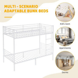Twins Bunk Bed Frame Single Loft Sleeper Metal Bed - thumbnail 5