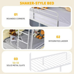 Twins Bunk Bed Frame Single Loft Sleeper Metal Bed - thumbnail 4