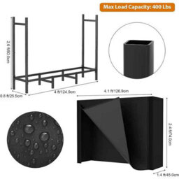 Heavy Duty Firewood Rack With Cover, Indoor Or Outdoor Log Holder For Fireplace Storage. - thumbnail 2