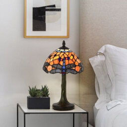 Belofay 8 Inches Dragon Tiffany Table Lamps, Stained Glass Handmade Tiffany Vintage Bedside Table Lamps 13 Inches Height - thumbnail 6
