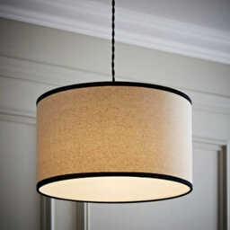 Valuelights Eva Natural Linen Fabric With Black Trim Drum Light Shade (D)35Cm - thumbnail 1
