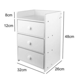 3Drawer Wooden Bedroom Bedside Cabinet Furniture Storage Nightstand - thumbnail 2
