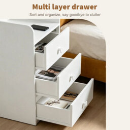 3Drawer Wooden Bedroom Bedside Cabinet Furniture Storage Nightstand - thumbnail 5
