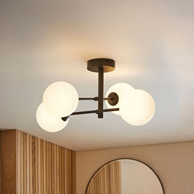 Valuelights Darla Black 4 Way Frosted Globe Bathroom Ceiling Light - image 1