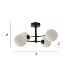 Valuelights Darla Black 4 Way Frosted Globe Bathroom Ceiling Light - thumbnail 8