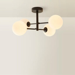 Valuelights Darla Black 4 Way Frosted Globe Bathroom Ceiling Light - thumbnail 3