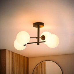 Valuelights Darla Black 4 Way Frosted Globe Bathroom Ceiling Light - thumbnail 2