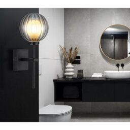 Luminosa Lighting Luminosa Ander Globe Wall Lights Matt Black Ip44 Ball Smoke Glass Shade 1X G9 - thumbnail 4
