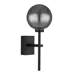 Luminosa Lighting Luminosa Ander Globe Wall Lights Matt Black Ip44 Ball Smoke Glass Shade 1X G9 - thumbnail 2