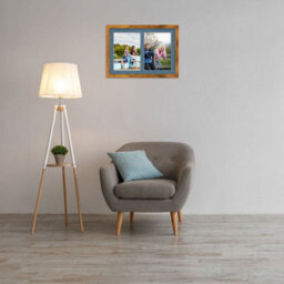 AK Frames 20X14 Rustic Oak Modern Multi Photo Frame With Pompadour Mount - Holds 2 Apertures (2X) A4 Photos - thumbnail 3