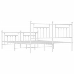 Berkfield Metal Bed Frame With Headboard And Footboard White 183X213 Cm - thumbnail 8