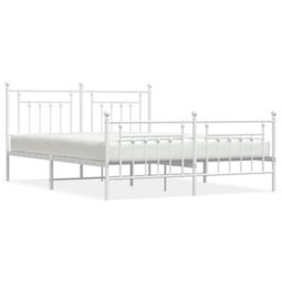 Berkfield Metal Bed Frame With Headboard And Footboard White 183X213 Cm - thumbnail 2