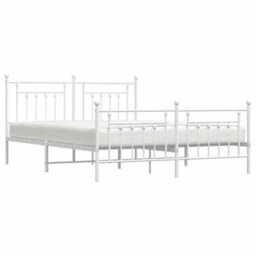 Berkfield Metal Bed Frame With Headboard And Footboard White 183X213 Cm - thumbnail 4