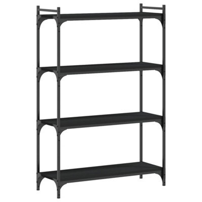 Berkfield Industrial Bookcase 4-Tier Black 80X30X120 Cm Engineered Wood