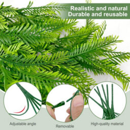 8 Pack Artificial Hanging Plant Artificial Fern Plants Fake Green Fern - thumbnail 3