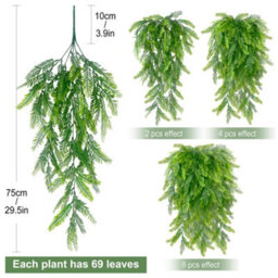 8 Pack Artificial Hanging Plant Artificial Fern Plants Fake Green Fern - thumbnail 2