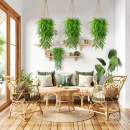 8 Pack Artificial Hanging Plant Artificial Fern Plants Fake Green Fern - thumbnail 4