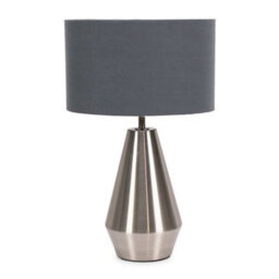 Valuelights Jax Silver Metal Touch Dimmer Table Lamp With Charcoal Grey Drum Shade - thumbnail 2
