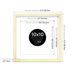"10X10"" Gold Picture Frame - 10X10"" Square Frame With 9X9"" Mount For 10X10""/9X9"" Pictures Art Deco Style Room Decor, 1 Pack" - thumbnail 2