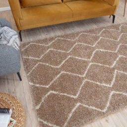 The Rugs Moroccan Shaggy Rugs And Runners Soft Fluffy Wavy Trellis Design High Pile Beige And Ivory Living Room Kitchen Hallway 820 - thumbnail 5