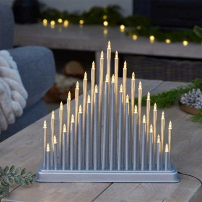 Samuel Alexander 33Cm Battery Operated Silver Light Up Christmas Candle Bridge With 33 Warm White Leds - image 1