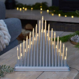 Samuel Alexander 33Cm Battery Operated Silver Light Up Christmas Candle Bridge With 33 Warm White Leds
