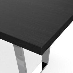 More4Homes Aria Dining Table And Chairs -  Black Table Top W Chrome Legs + Monza Faux Leather Dining Chair W Chrome Legs Set Of 6 (Black) - thumbnail 4