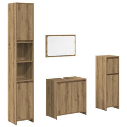 Berkfield Durable 4 Piece Bathroom Furniture Set Artisan Oak Engineered Wood