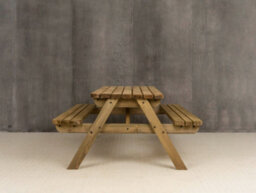Arbor Garden Solutions Fortem Rounded Pub Style Picnic Table Benches Set (7Ft, Rustic Brown) - thumbnail 4