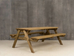 Arbor Garden Solutions Fortem Rounded Pub Style Picnic Table Benches Set (7Ft, Rustic Brown) - thumbnail 3