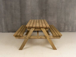 Arbor Garden Solutions Fortem Rounded Pub Style Picnic Table Benches Set (7Ft, Rustic Brown) - thumbnail 5
