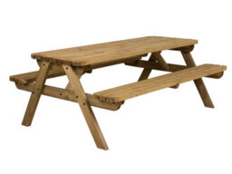 Arbor Garden Solutions Fortem Rounded Pub Style Picnic Table Benches Set (7Ft, Rustic Brown)