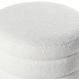 Wyld And Coco Luxenest Pouffe Teddy Boucle Off-White With Pine Wood Legs, Round Footstool W42 X D42 X H41Cm - thumbnail 5