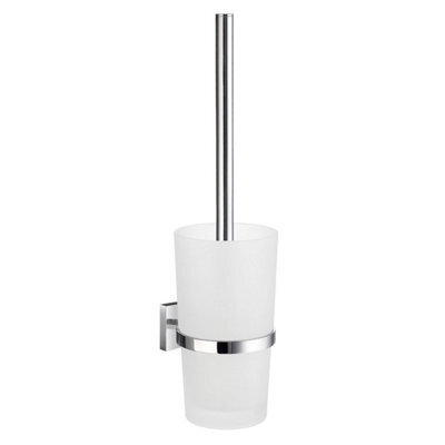 Smedbo Wall Mounted Toilet Brush And Frosted Glass Container