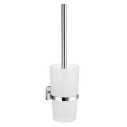 Smedbo Wall Mounted Toilet Brush And Frosted Glass Container
