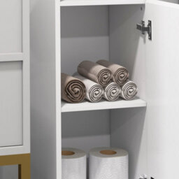 Wyld Haus Yoco High Gloss White Freestanding Bathroom Storage Cabinet With Doors And Adjustable Shelves, 1815mm High - thumbnail 9