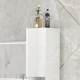 Wyld Haus Yoco High Gloss White Freestanding Bathroom Storage Cabinet With Doors And Adjustable Shelves, 1815mm High - thumbnail 8
