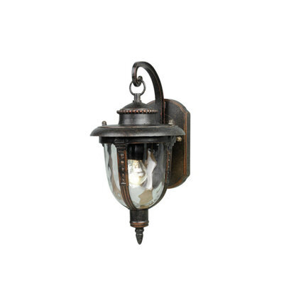 Weathered Bronze Outdoor Wall Light With Led E27 Bulb - Ip44 Rated
