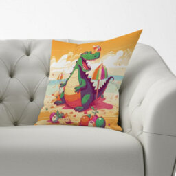 Warren Reed Designer Crocodile On A Beach Holiday Cushions 33Cm X 48Cm - thumbnail 2