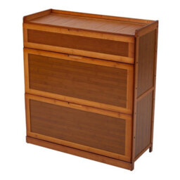 5 Tiers 3 Flip Doors Shoe Cabinet Storage Cupboard Rack Wooden Footwear Stand - thumbnail 4