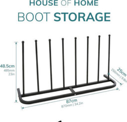 House Of Home 4 Pair Black Boot Rack Shoe Welly Stand Storage Organiser - thumbnail 2