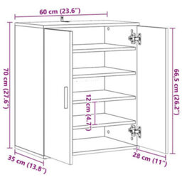 Vidaxl Shoe Cabinet Old Wood 60X35X70 Cm Engineered Wood - thumbnail 3