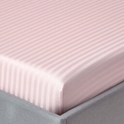 Homescapes Pink Egyptian Cotton Satin Stripe Fitted Sheet 330 Tc, Double - thumbnail 1