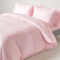 Homescapes Pink Egyptian Cotton Satin Stripe Fitted Sheet 330 Tc, Double - thumbnail 4