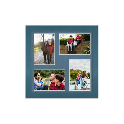 AK Frames 12X12 Navy Blue Modern Multi Photo Frame With Pompadour Mount - Holds 4 Apertures (4X) 6X4 Photos - image 1