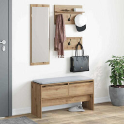 Walplus Hallway Furniture Set 4 Pcs Black Oak 90 X 31 X 46.5 Cm - thumbnail 4