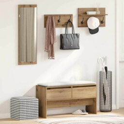 Walplus Hallway Furniture Set 4 Pcs Black Oak 90 X 31 X 46.5 Cm