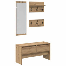 Walplus Hallway Furniture Set 4 Pcs Black Oak 90 X 31 X 46.5 Cm - thumbnail 2