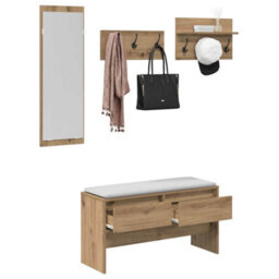 Walplus Hallway Furniture Set 4 Pcs Black Oak 90 X 31 X 46.5 Cm - thumbnail 3